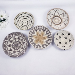 Retail High Quality set of 5 African Wall Hanging Plates, Luxury Wicker Handmade Decorative House, Party Decor