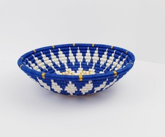 Blue African Hand Woven Wall Hanging Basket Decor/ Storage Accent Bowl Gift Basket for House Warming