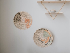 Set of 3 Wall Hanging Baskets Decor, Woven Tabletop Basket, Seagrass Woven Wall Basket Plates