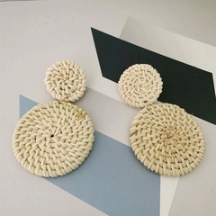Sun-Kissed Strands Handmade Wicker Straw Drop Earrings - TPE005