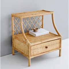 Bali & Pari Lalo Modern Bohemian Rattan 1-Drawer Nightstand in Natural Brown - TPC001