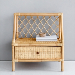Bali & Pari Lalo Modern Bohemian Rattan 1-Drawer Nightstand in Natural Brown - TPC001