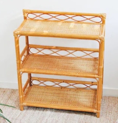 Mid Century Modern Bamboo and Rattan Etagere Shelves - TPC003