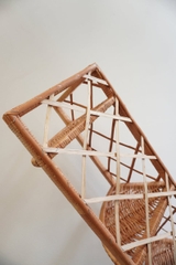 Wicker Boho Corner Shelf Cupboard with 2-Door Storage - TPC010