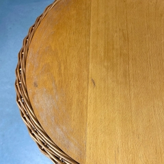 Vintage 1970s Round Rattan Table - Retro Boho Planter - TPTB003