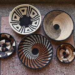 ON SALE African Wall Basket Set, Boho Basket Wall Decor, African Wall Decor Display Baskets, Handwoven Decorative Baskets Christmas Gifts