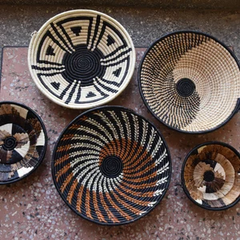 ON SALE African Wall Basket Set, Boho Basket Wall Decor, African Wall Decor Display Baskets, Handwoven Decorative Baskets Christmas Gifts