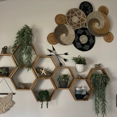 Set of 9 Basket Wall Decor, Boho Wall Decor, Boho Wall Art, Wicker Round Bowl, Wicker Wall Tray, Bohemian Wall Decor, Hanger Wall Plate