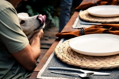 Woven Placemats for Dining Table - Set of 6 Adorable Thick Rustic Round Kitchen Placemats with Decorative Round Holder – All Natural Wicker