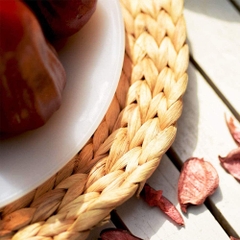 4pack Natural Water Hyacinth Woven placemat, Heat-Resistant Non-Slip Braided Rattan Tablemats Handmade placemat (11.8 Inch)