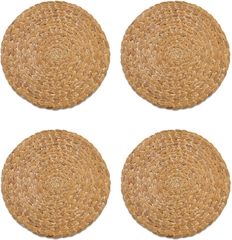 Low Moq Woven Placemats Natural Water Hyacinth Placemats Round Braided Rattan Tablemats