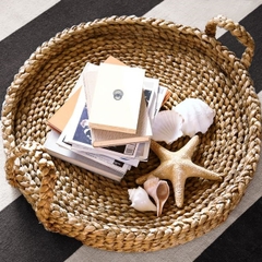 Weaving Round water hyacinth basket for fruit/ bread with handling from Vietnam