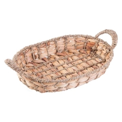 Wholesale Oval water hyacinth bread basket with 2 handles made in Vietnam