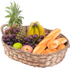 Wholesale Oval water hyacinth bread basket with 2 handles made in Vietnam