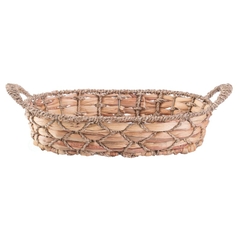 Wholesale Oval water hyacinth bread basket with 2 handles made in Vietnam