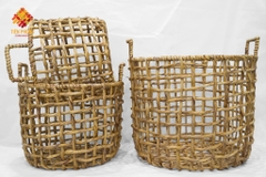 Beautiful water hyacinth storage baskets with handle made in Vietnam