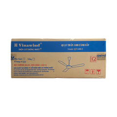 Quạt trần Vinawind QT-1400S 3 cánh sắt, màu Trắng/Xanh
