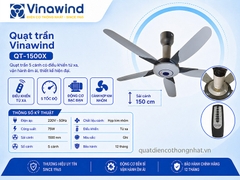 Quạt trần Vinawind QT-1500X 5 cánh điện cơ thống nhất, điều khiển từ xa
