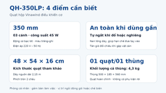 Quạt hộp Vinawind QH-350LP, sải cánh 35cm, đổ tự ngắt