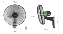 Quạt treo tường Vinawind QTT-400X-HĐ, Cánh 400mm, có điều khiển