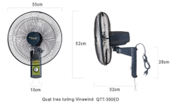 Quạt treo tường Vinawind QTT-300EĐ, 300mm, dây kéo, quạt nhỏ