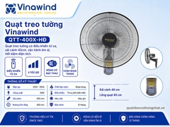 Quạt treo tường Vinawind QTT-400X-HĐ, Cánh 400mm, có điều khiển