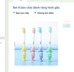 Set 4 Bàn Chải Hình Con Gấu