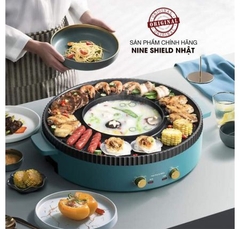 Nồi Lẩu Nướng Tròn 2 Trong 1 Màu Xanh