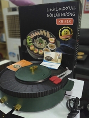 Nồi Lẩu Nướng Tròn 2 Trong 1 Màu Xanh