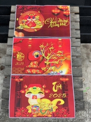 (Thảm Đơn) Thảm Tết Màu Đỏ Sắc Xuân Về 2025 (Bao 300 Cái)