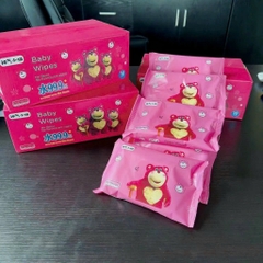 Thùng 10 Gói Khăn Ướt Gấu Dâu Hồng Mẫu Mới (Dây 9 Thùng)