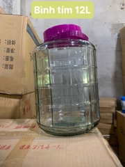 (12L) Bình Ngâm Rượu Thủy Tinh Nắp Tím Loại 12L (Thùng 6 Cái)