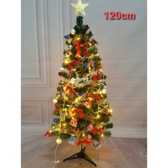 Cây Thông Noel 120cm Chân Nhựa - 110 Đầu Kèm Phụ Kiện Có Đèn (Thùng 25)