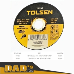 ĐĨA CẮT SẮT-INOX MỎNG 100/115/125x1.0MM TOLSEN - 76131/32/33