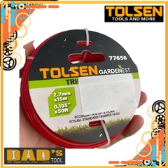 DÂY CẮT CỎ BẢN TRÒN 2.7MMX15M (ĐỎ) TOLSEN - 77656