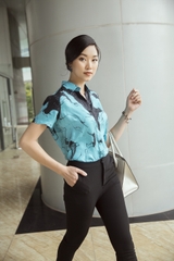 Silk Shirt-Blue Koi fish