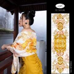 Gold gilding white long silk scarf