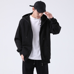 Áo khoác hoodie zip local brand HY KOREA Nam Nữ Unisex Basic Nỉ Bông Trơn Dày Dây Kéo Màu Đen