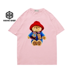 Áo phông nữ cute tay ngắn unisex form rộng in hình Gấu đội nón 443