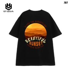 Áo phông unisex form rộng nam nữ tay lỡ Beautiful sunset 797 HY KOREA