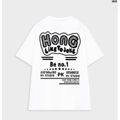 Áo thun form rộng nam nữ tay lỡ HY KOREA Hong 1033