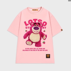 Áo thun tay lỡ cặp đôi HY KOREA Gấu Lotso Love's sky 1226 nam nữ form rộng