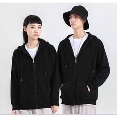 Áo khoác hoodie zip local brand HY KOREA Nam Nữ Unisex Basic Nỉ Bông Trơn Dày Dây Kéo Màu Đen