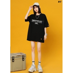 Áo thun basic unisex form rộng nam nữ tay lỡ Sweetheart 817 HY KOREA