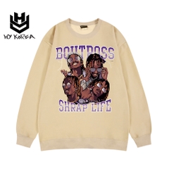 Áo Sweater unisex HY KOREA Chất Nỉ Bông In Hình Shrap Life 410 Form Rộng