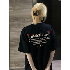 Áo thun form rộng nam nữ tay lỡ Bad Rules 1029 HY KOREA