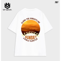 Áo phông unisex form rộng nam nữ tay lỡ Beautiful sunset 797 HY KOREA