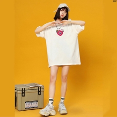 Áo Thun Nữ Tay Lỡ Cotton 100 Form Rộng Gấu Thỏ 1117 HY KOREA