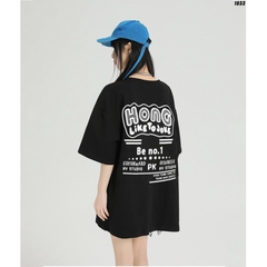 Áo thun form rộng nam nữ tay lỡ HY KOREA Hong 1033