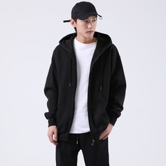 Áo khoác hoodie zip local brand HY KOREA Nam Nữ Unisex Basic Nỉ Bông Trơn Dày Dây Kéo Màu Đen